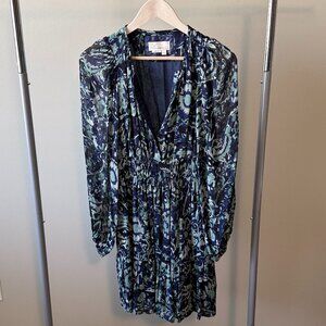 Anthropologie Floral Smocked Waist Mini Dress – Blue & Teal – Size S